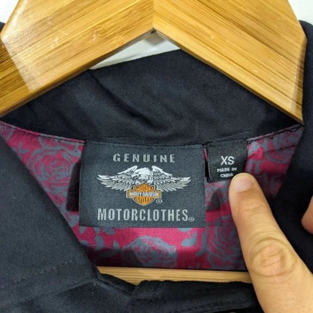 HARLEY DAVIDSON Women's Black Logo Asymmetrical Motorcycle Vest XS - Picture 8 of 8